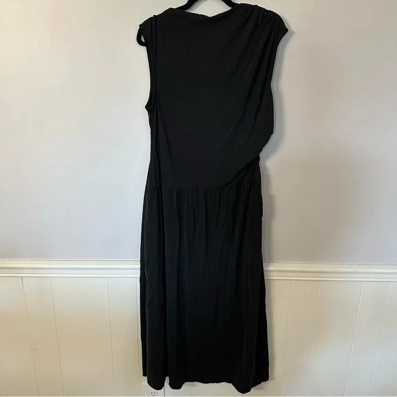 Luxely at Nordstrom Women’s River Black Cap Sleeve Draped Top Dress Sz XL NWT